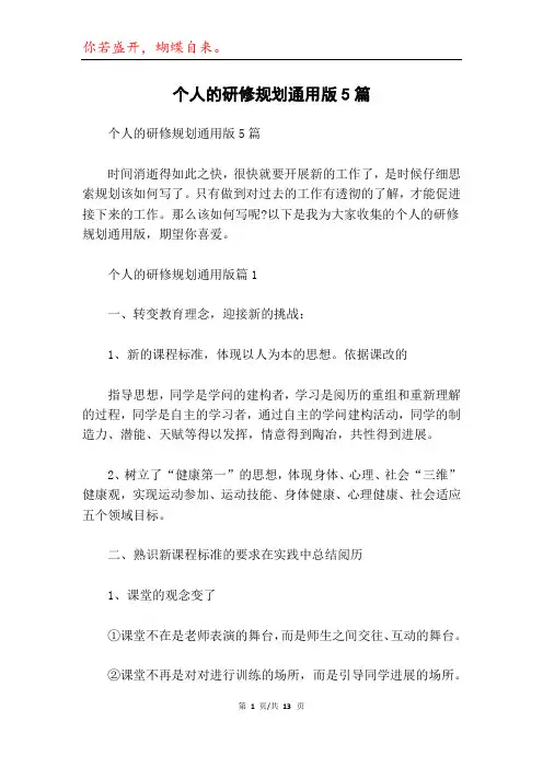 个人的研修规划通用版5篇