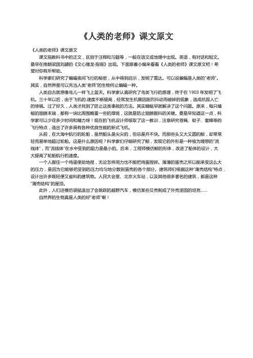 《人类的老师》课文原文