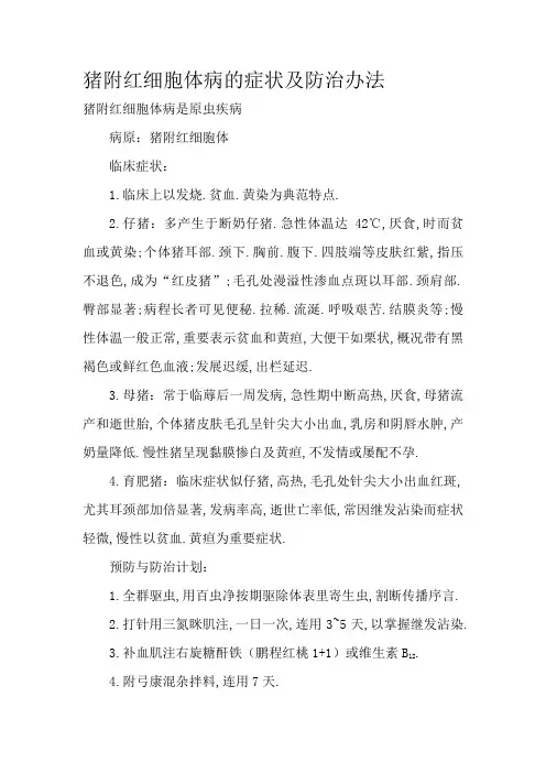 猪附红细胞体病的症状及防治方法