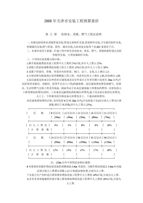 2008给排水采暖管道定额说明及计算规则