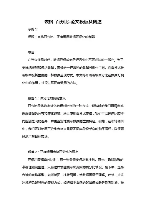 表格 百分比-概述说明以及解释