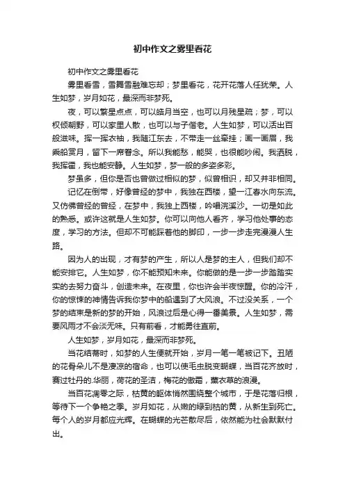 初中作文之雾里看花