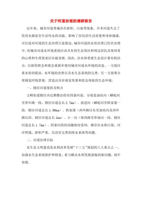 关于河道治理的调研报告