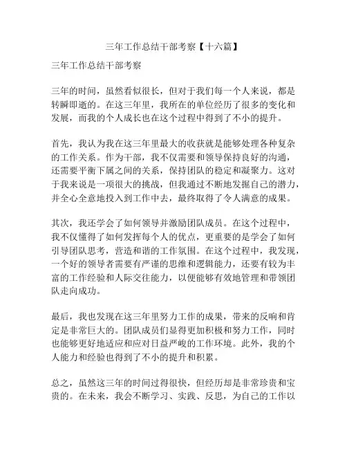 三年工作总结干部考察【十六篇】