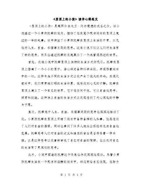 《屋顶上的小孩》读书心得范文(二篇)