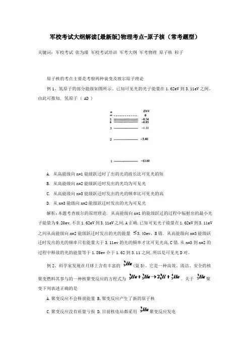 军校考试大纲解读[最新版]物理考点-原子核(常考题型)