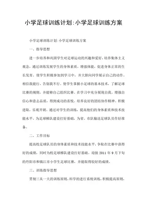 小学足球训练计划-小学足球训练方案