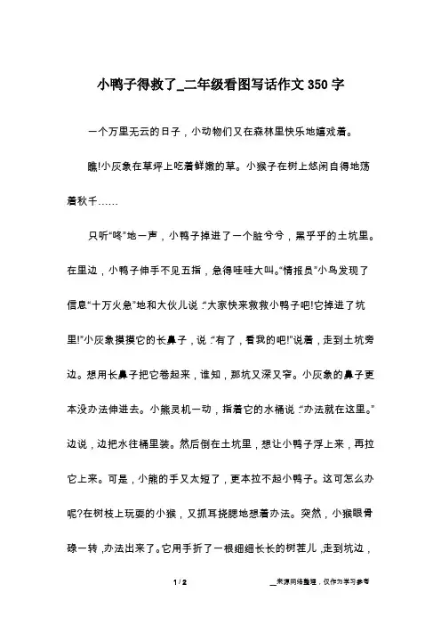 小鸭子得救了_二年级看图写话作文350字