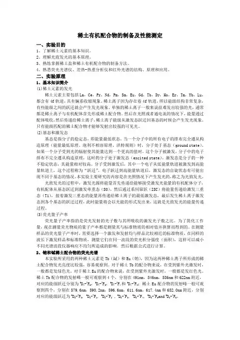 稀土有机配合物的制备及性能测定