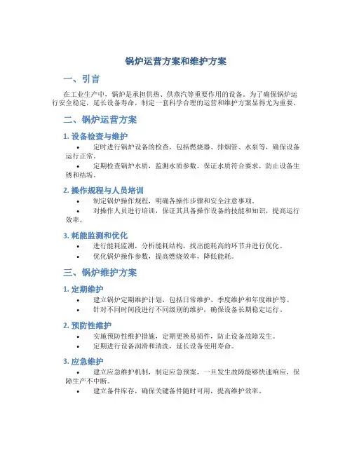 锅炉运营方案和维护方案