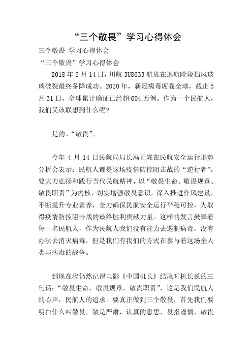 “三个敬畏”学习心得体会