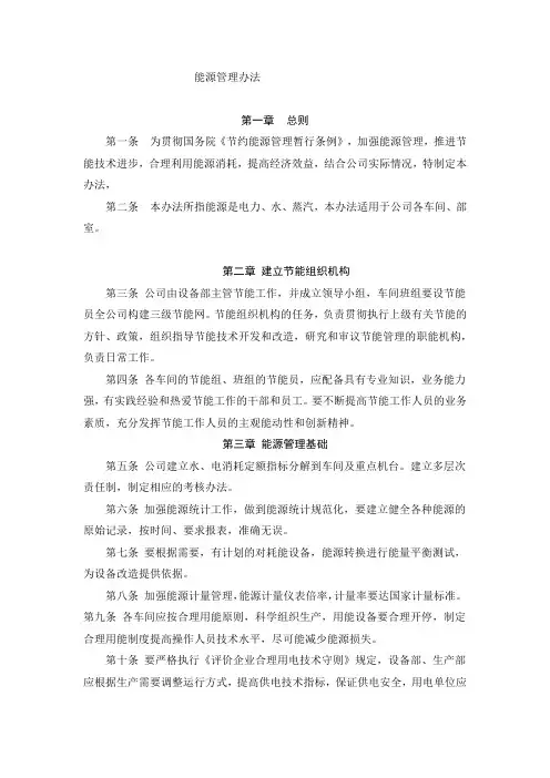 XX集团公司能源管理办法