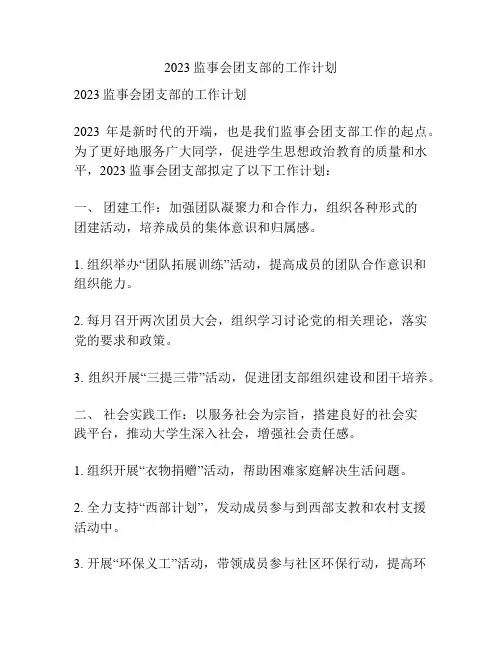 2023监事会团支部的工作计划