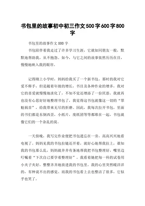 书包里的故事初中初三作文500字600字800字