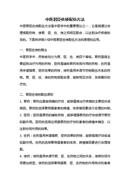 中医君臣佐使配伍方法