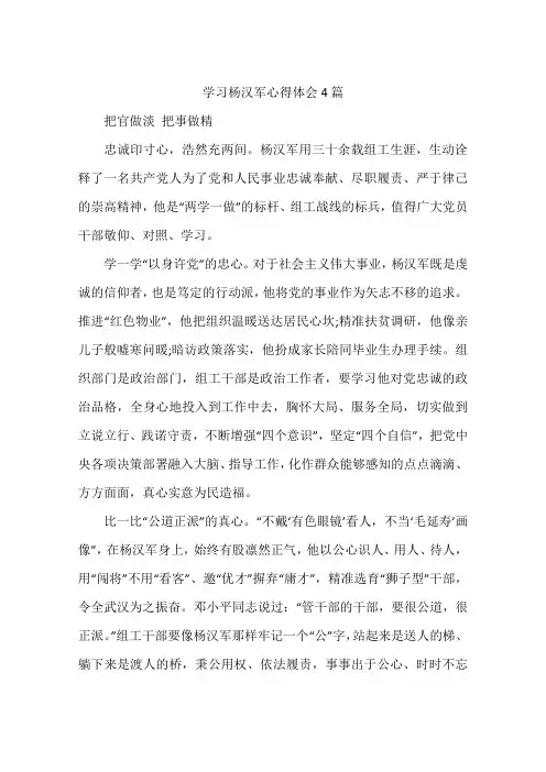 学习杨汉军心得体会4篇
