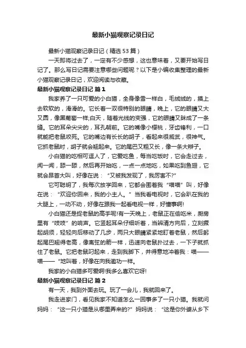 最新小猫观察记录日记（精选53篇）