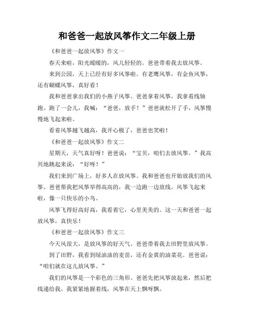 和爸爸一起放风筝作文二年级上册