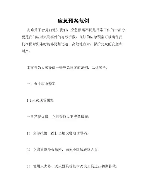 应急预案范例
