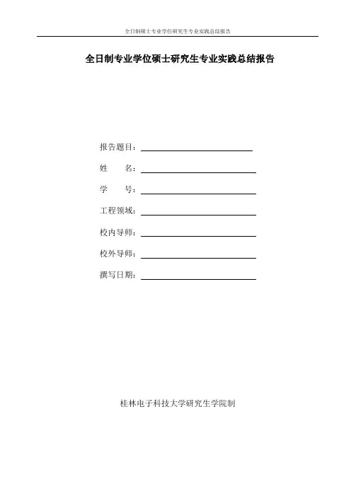 全日制硕士专业学位研究生专业实践总结报告