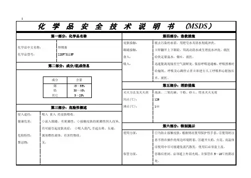 化学品安全技术说明书MSDS(高周)