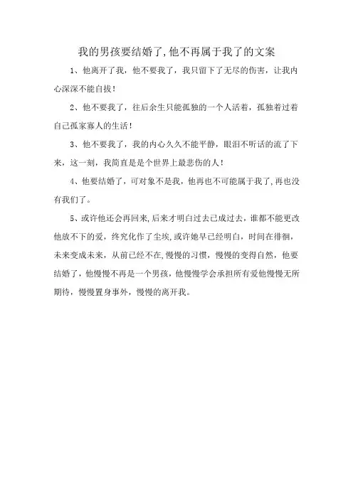 我的男孩要结婚了,他不再属于我了的文案
