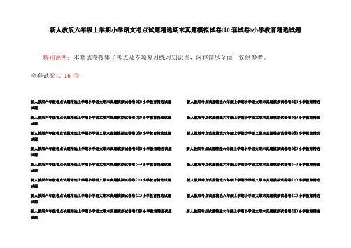 新人教版六年级上学期小学语文考点试题精选期末真题模拟试卷(16套试卷)小学教育精选试题