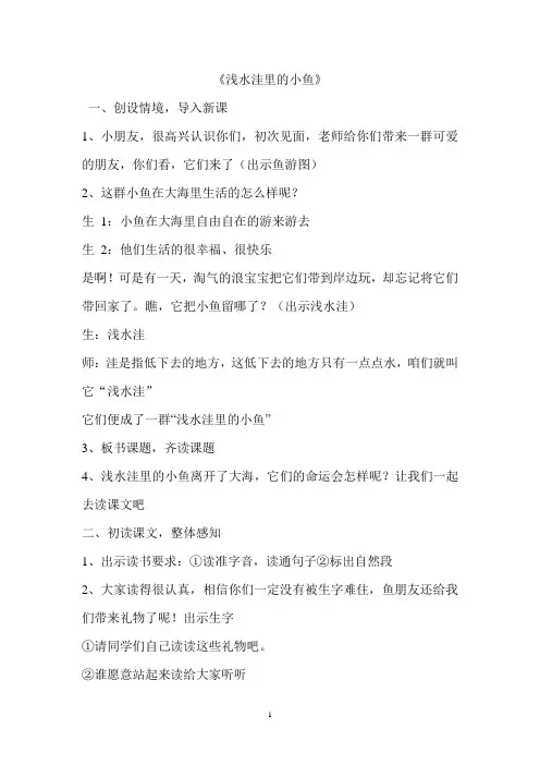 浅水洼里的小鱼 教学实录