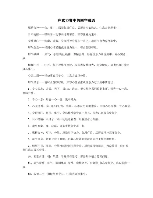 注意力集中的四字成语