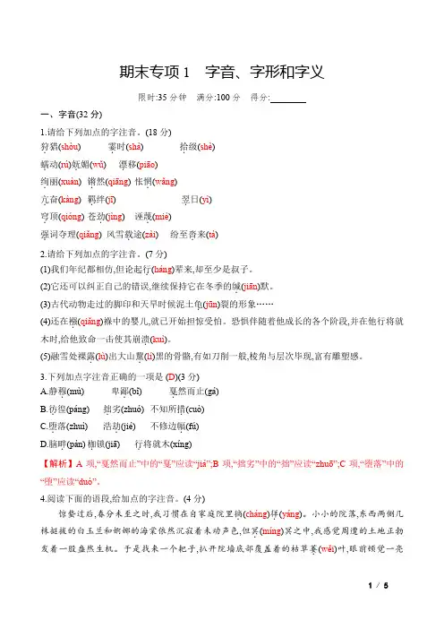 2022年部编版八年级下册语文期末专项1 字音、字形和字义
