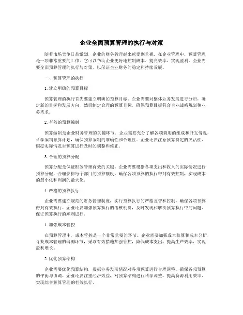 企业全面预算管理的执行与对策