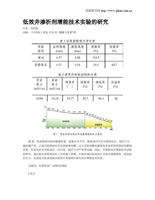 低效井渗析剂增能技术实验的研究
