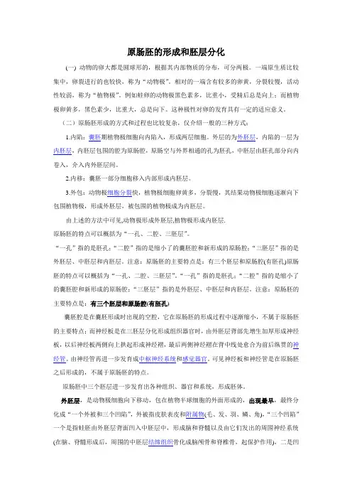 原肠胚的形成和胚层分化(生物竞赛)