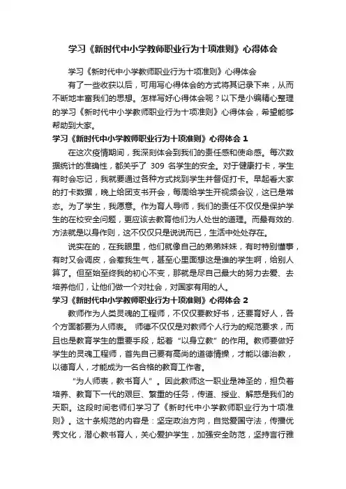 学习《新时代中小学教师职业行为十项准则》心得体会