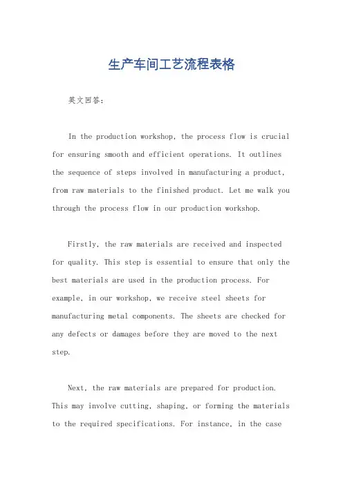 生产车间工艺流程表格