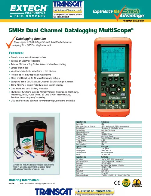 Extech 381395 5MHz 双通道数据记录多频率测试仪说明书