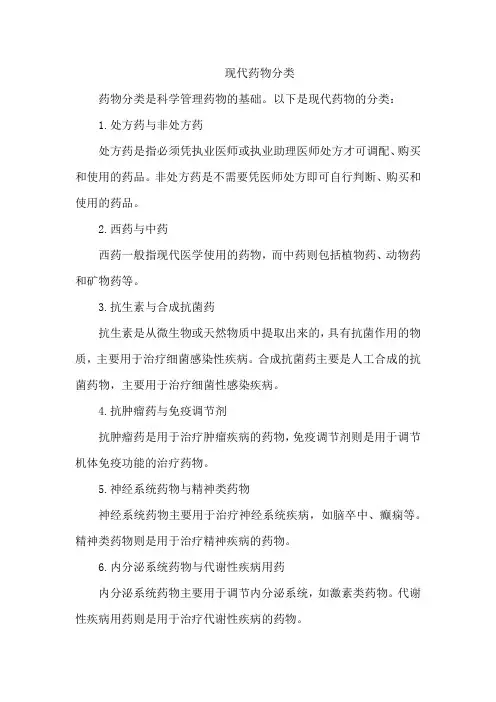 现代药物分类