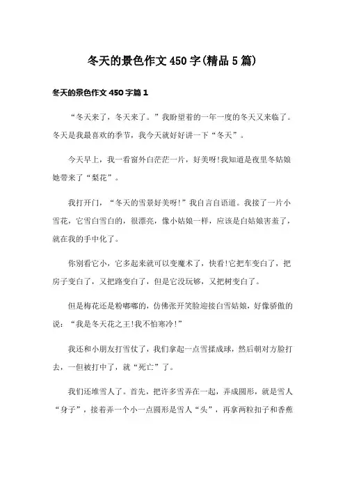 冬天的景色作文450字(精品5篇)