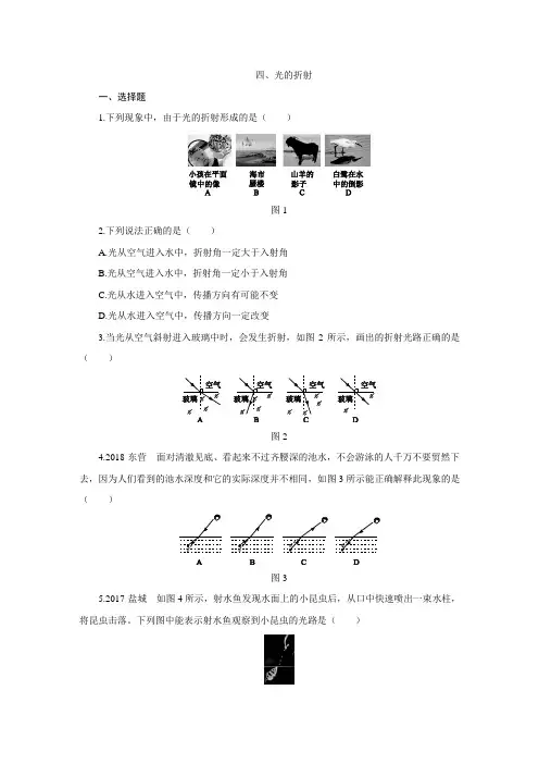 人教版八年级物理上册4.4光的折射同步练习 2