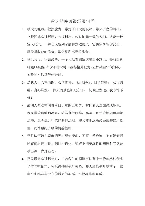 秋天的晚风很舒服句子