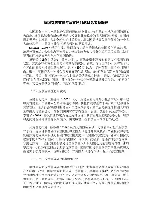 我国农村贫困与反贫困问题研究文献综述