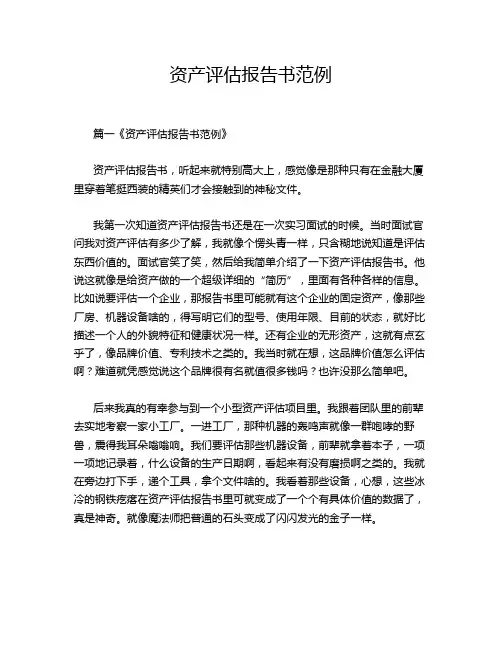 资产评估报告书范例