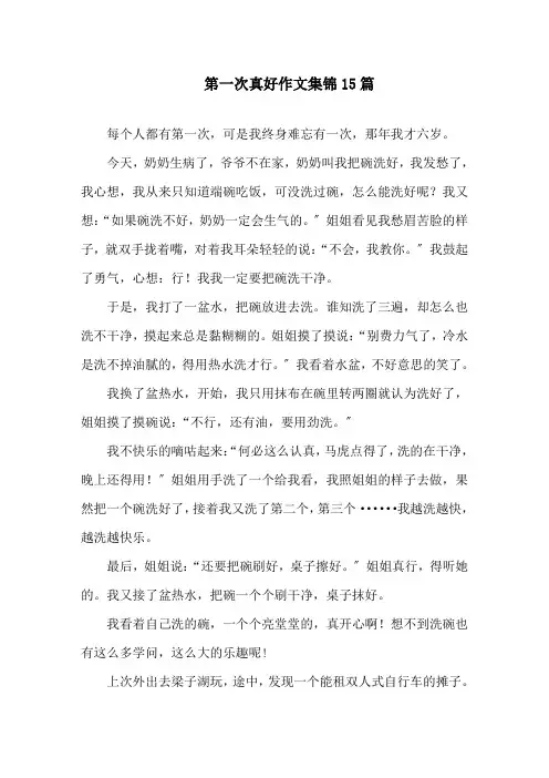 中小学第一次真好作文集锦15篇