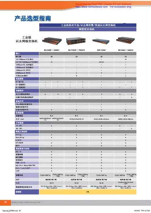 2010 台湾oring工业交换机选型资料