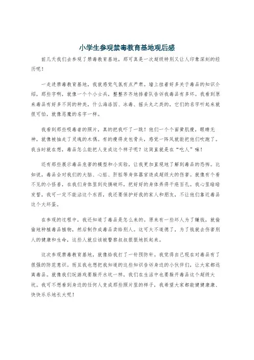 小学生参观禁毒教育基地观后感
