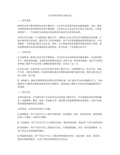 可行性研究报告功能定位