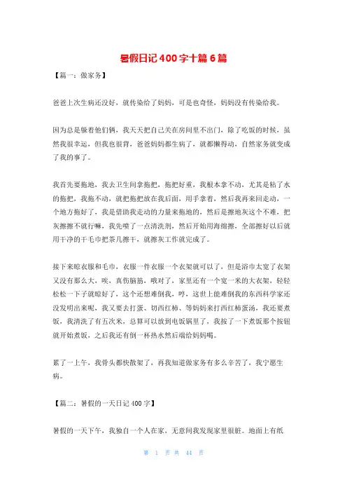 暑假日记400字十篇6篇