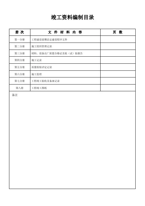 新农村工程竣工资料目录