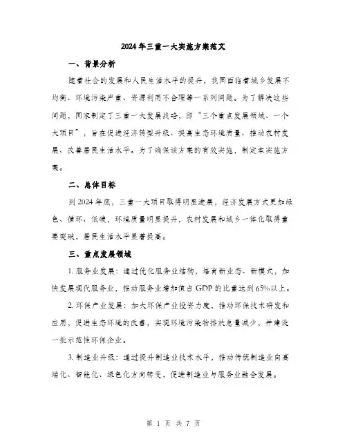 2024年三重一大实施方案范文(二篇)