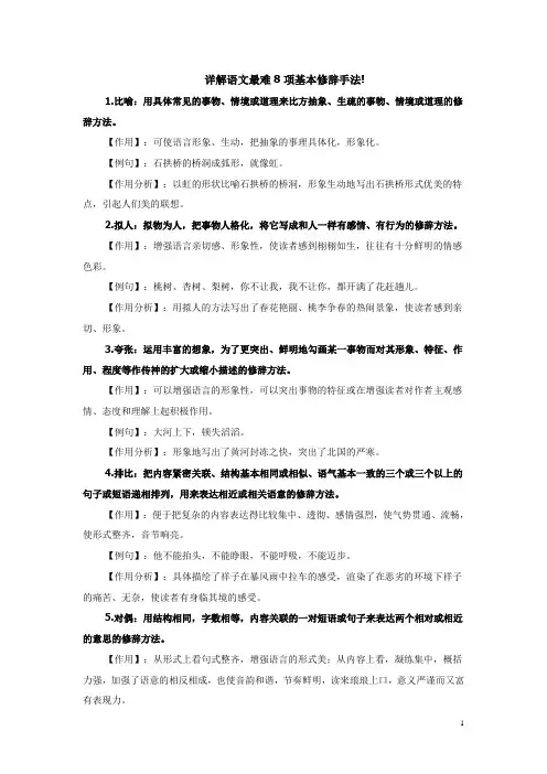 详解语文最难8项基本修辞手法